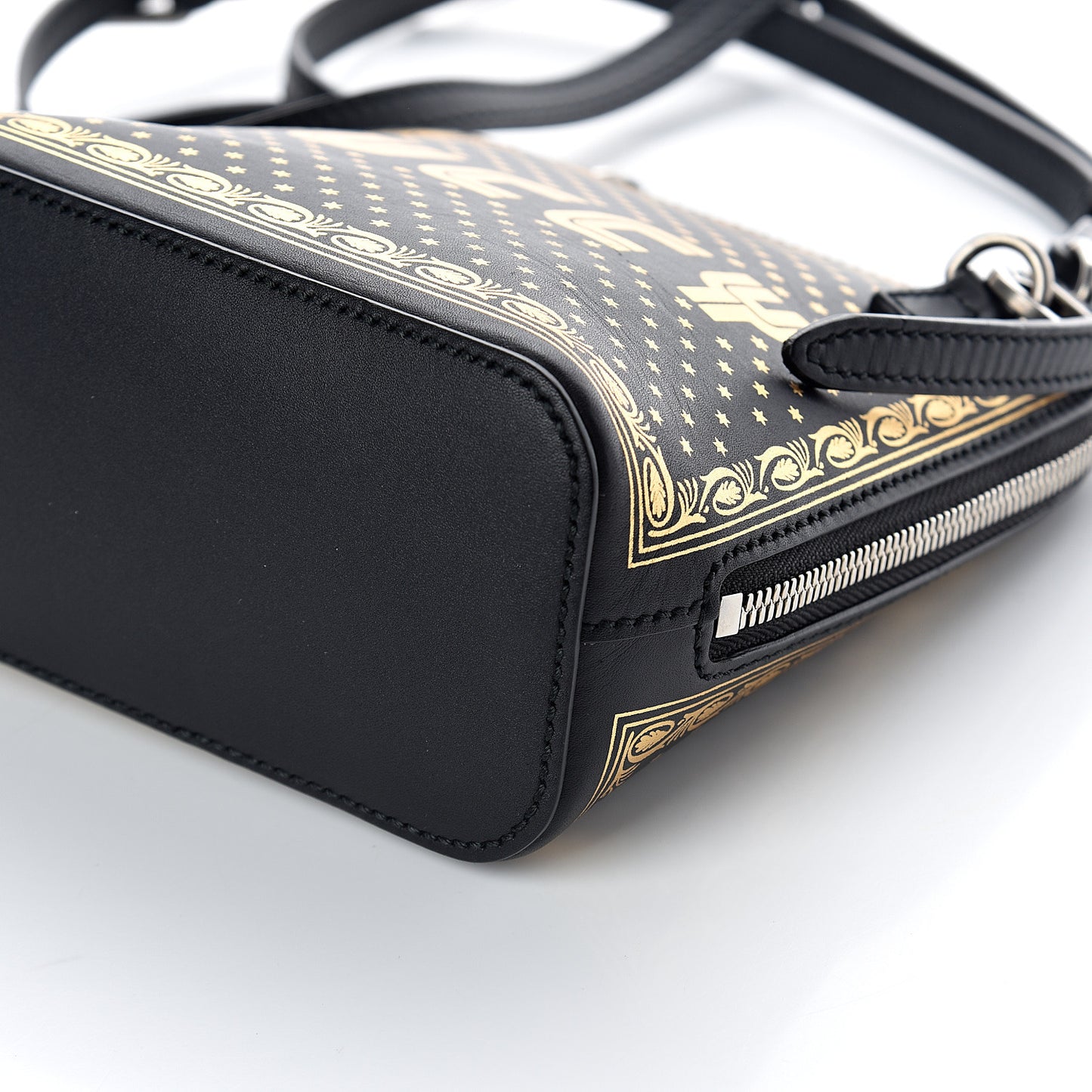 X SEGA Calfskin GUCCY Stars Mini Dome Shoulder Bag Black Gold
