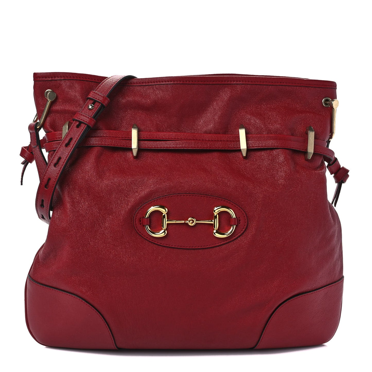 Sakai Be Green Calfskin Horsebit 1955 Cinch Top Messenger Bag New Cherry Red