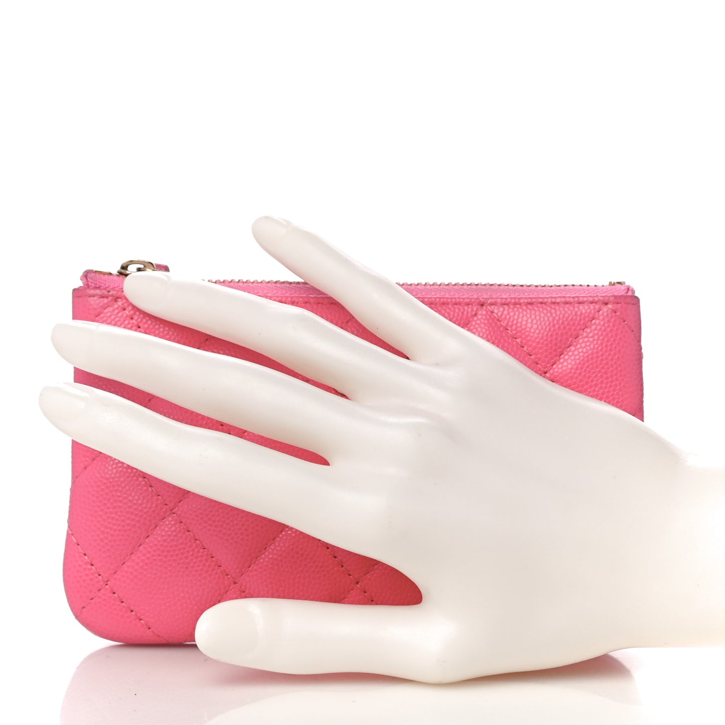 Caviar Quilted Small Cosmetic Case Pink