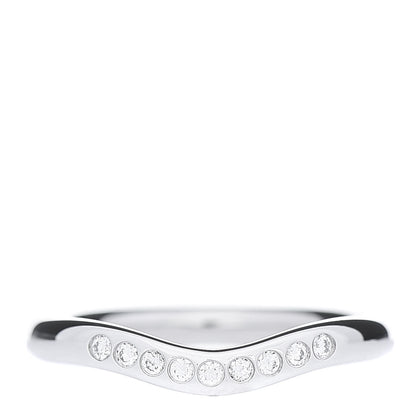 Tiffany Platinum Diamond Elsa Peretti Curved Wedding Band Ring 48 4.5 1 of 6