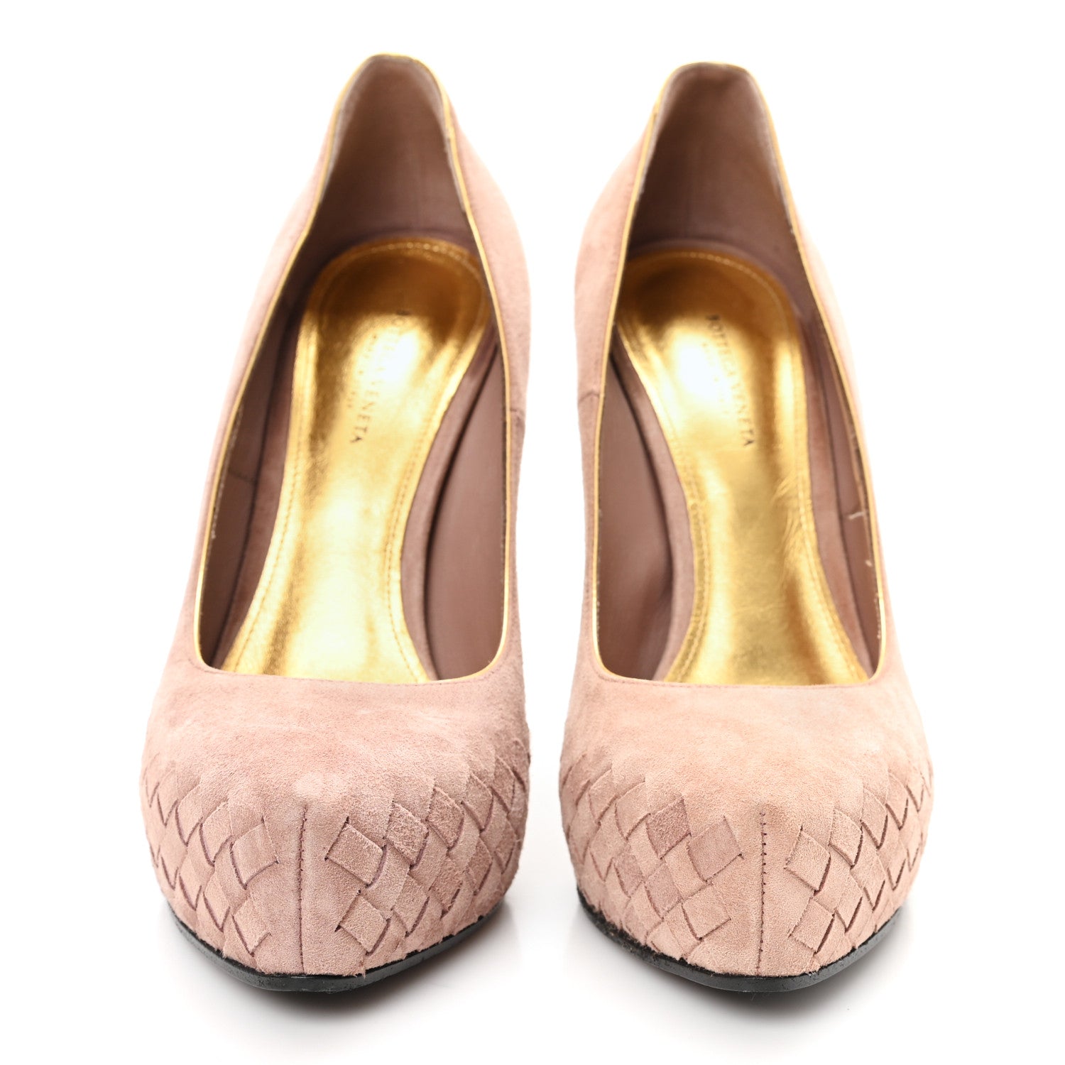 Bottega Veneta Suede Intrecciato Pumps 38 Pink 3 of 9