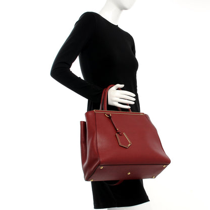 Fendi Vitello Elite Regular 2Jours Tote Rosso Scuro Ciliegia 3 of 11