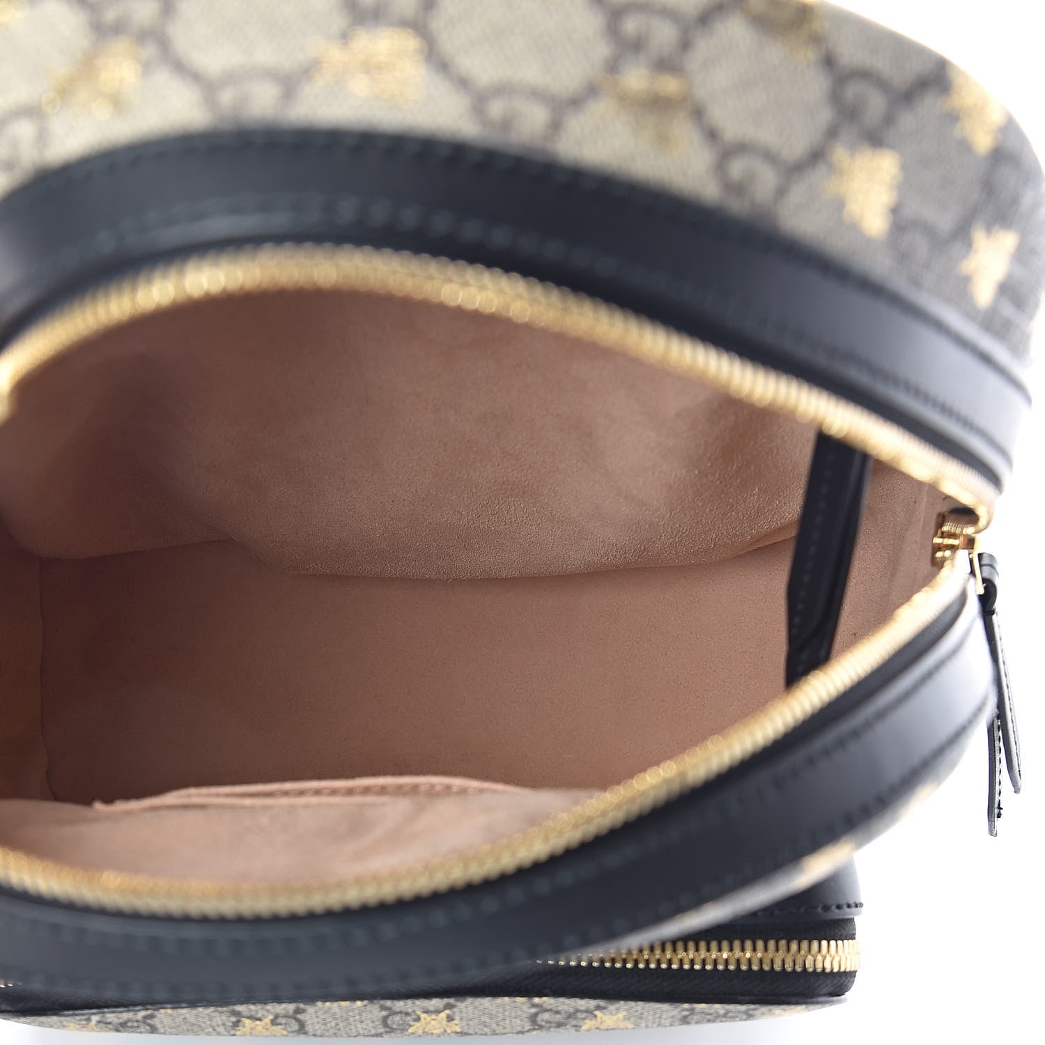 Gucci GG Supreme Monogram Bees Print Small Day Backpack Beige Oro Black 5 of 10