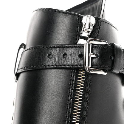 Prada Vitello Lux Nylon Metal Triangle Logo Monolith Pouch Pocket 55mm Tall Combat Boots 36 Black 9 of 13