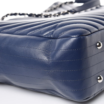 Chanel Caviar Chevron Quilted Timeless Tote Navy 9 of 9