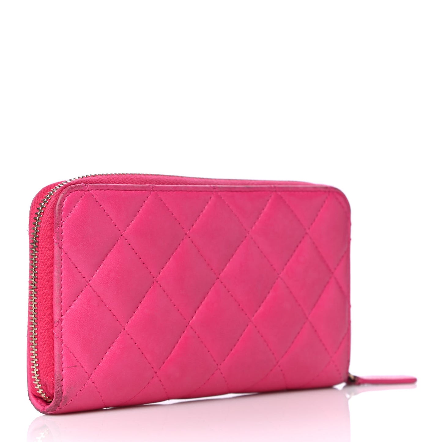 Lambskin Quilted Small Zip Around Wallet Pink