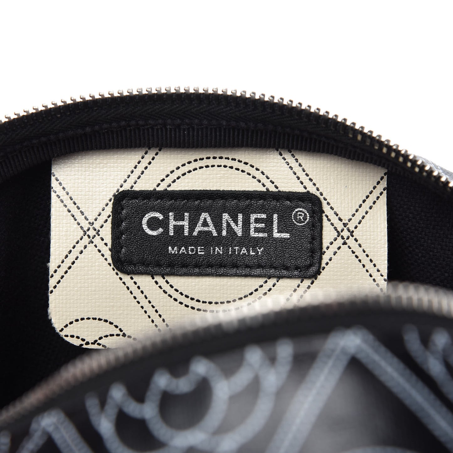 Coated Canvas Camellia Printed Calfskin Bowling Bag Black Beige