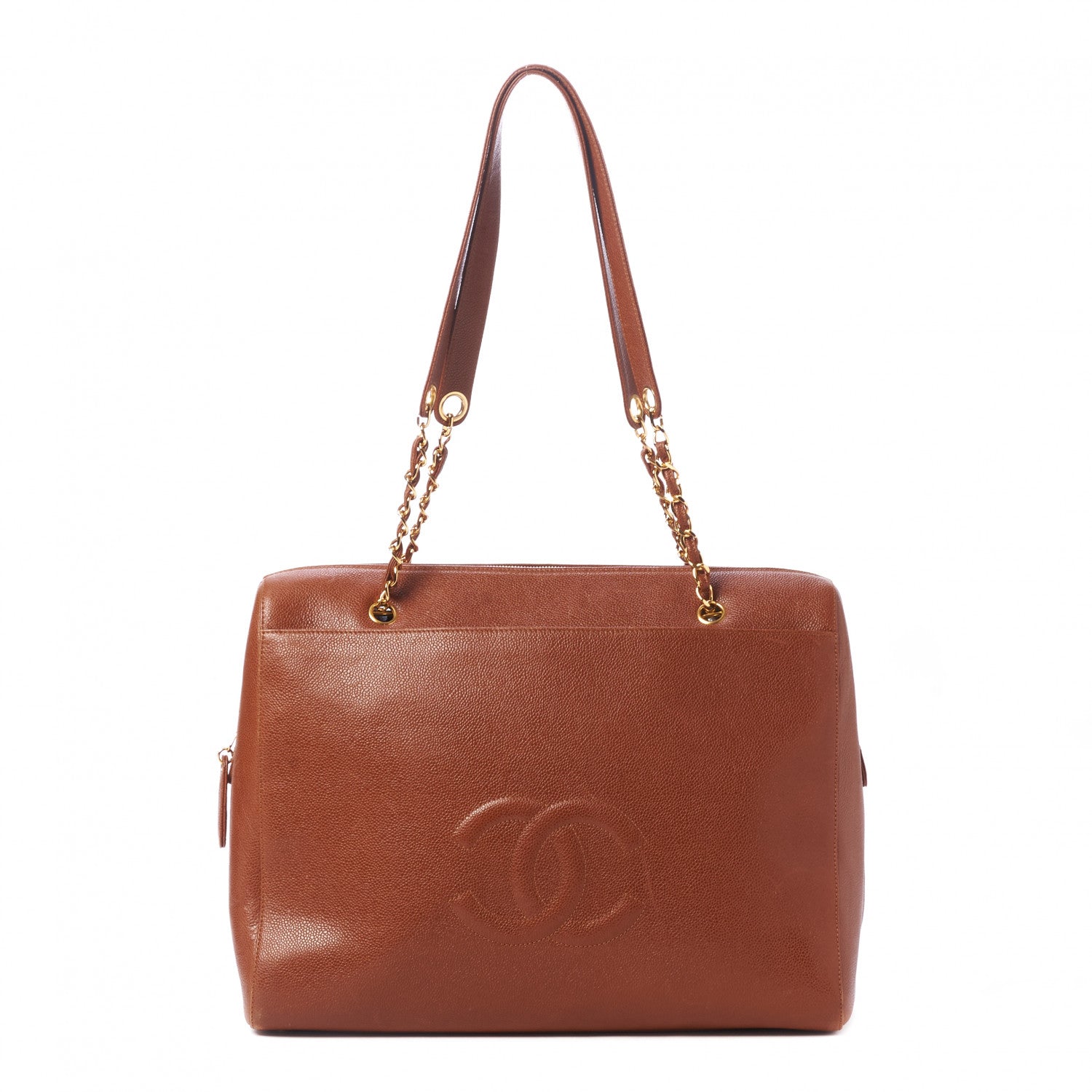 Chanel Caviar Large CC Shoulder Bag Light Brown 1 of 12
