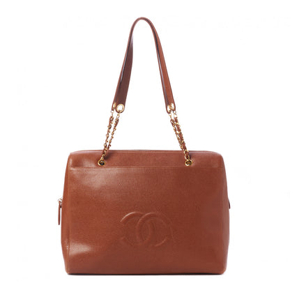 Chanel Caviar Large CC Shoulder Bag Light Brown 1 of 12