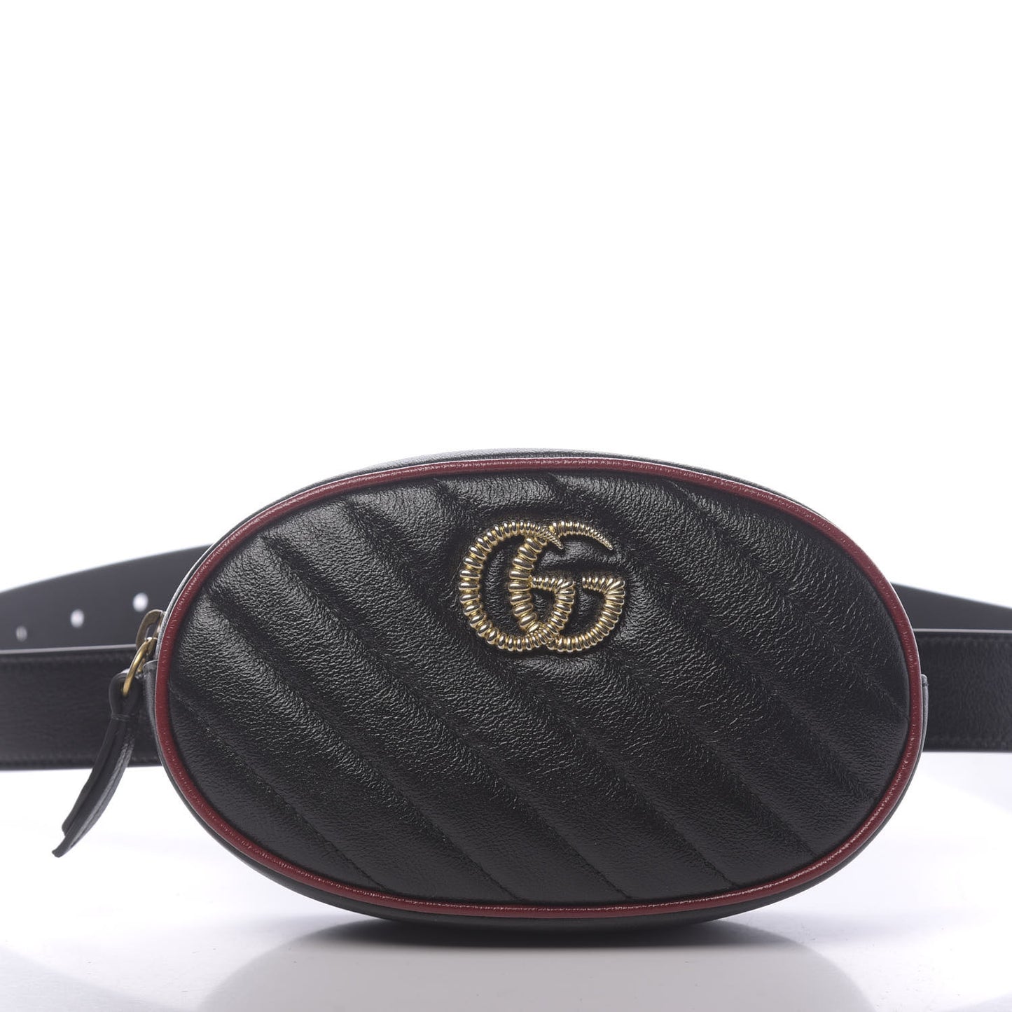 Azalea Calfskin Matelasse Diagonal Torchon GG Marmont Belt Bag 95 38 Black Romantic Cerise