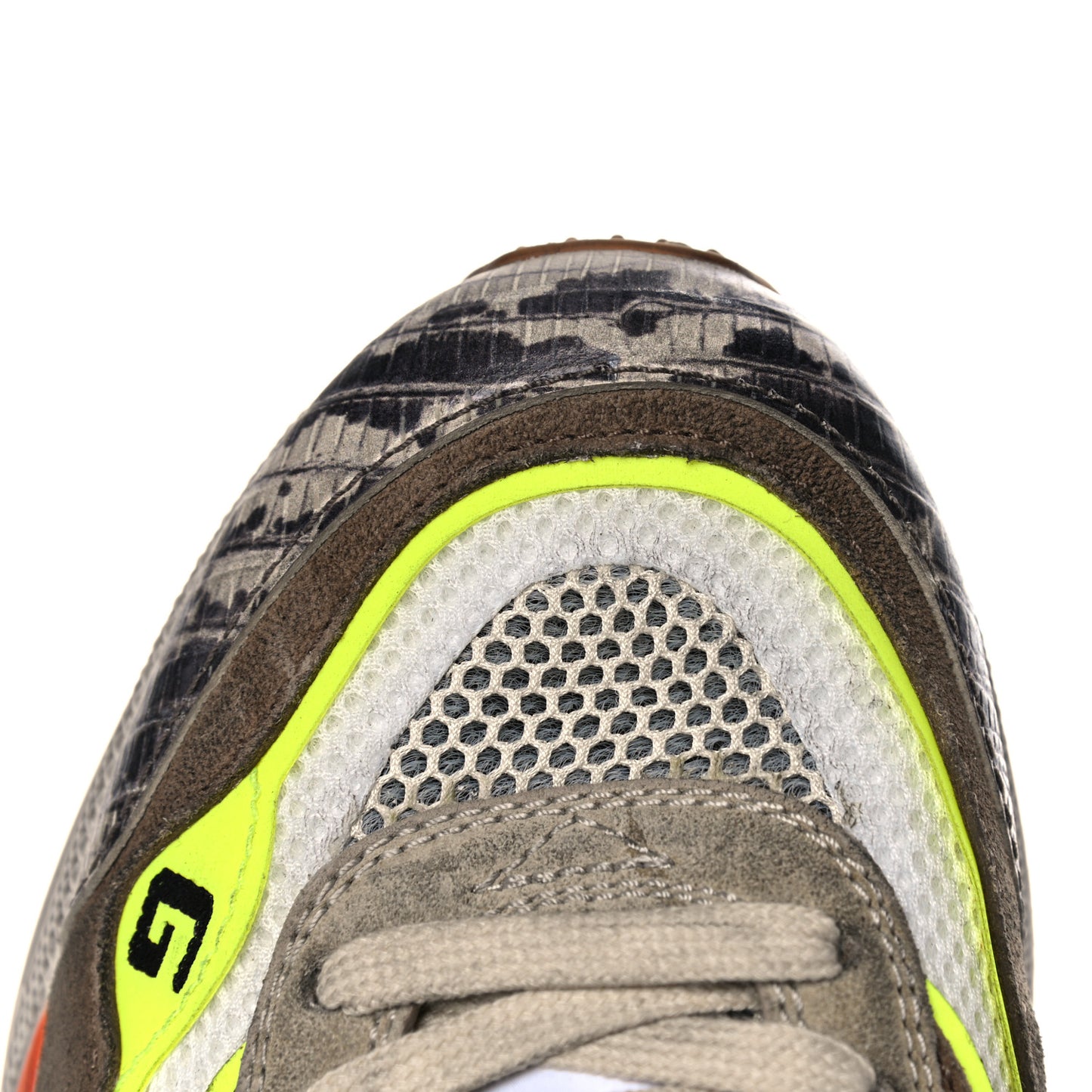 Suede Calfskin Tejus Printed Womens Ultrapace Sneakers 37.5 Natural Ardesia Neon Yellow
