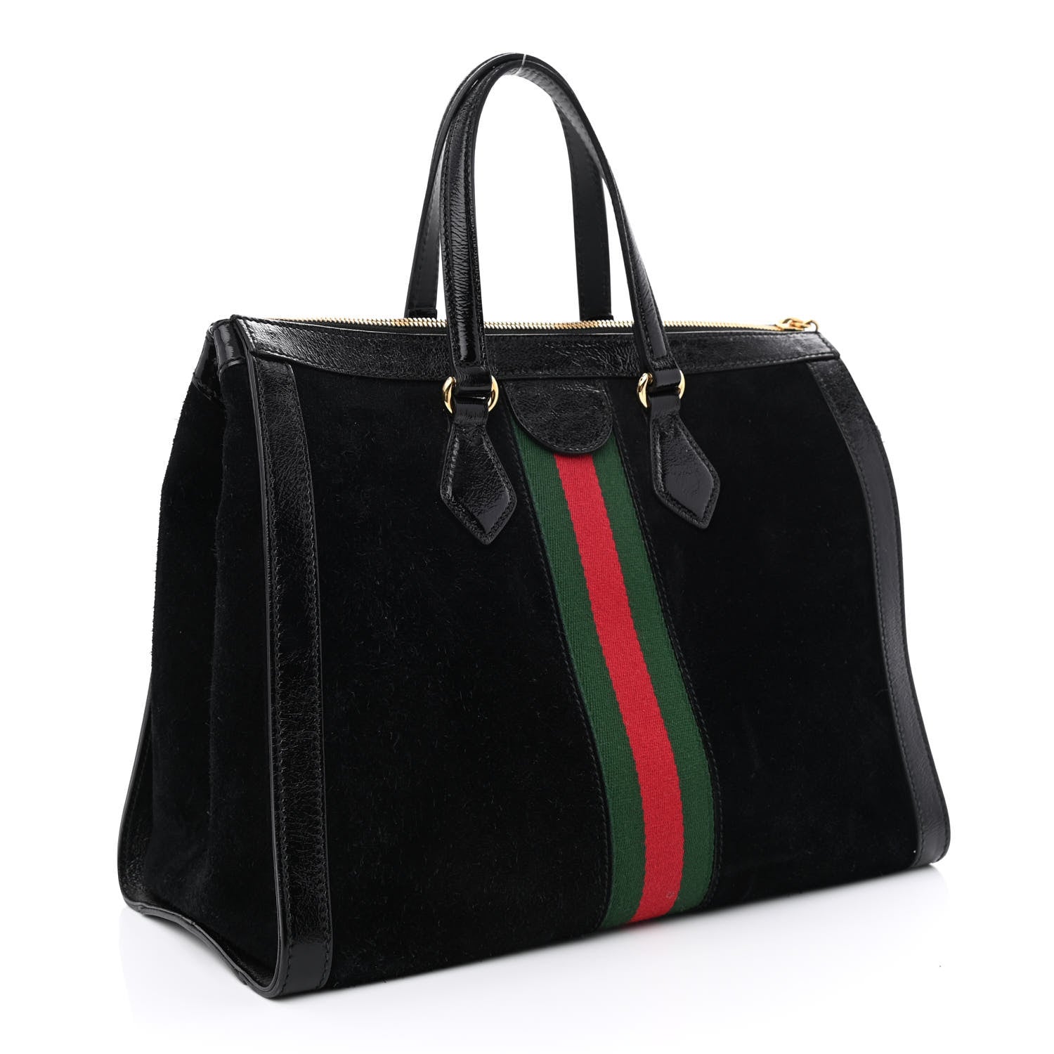 Gucci Suede Patent GG Web Medium Ophidia Tote Bag Black 3 of 10