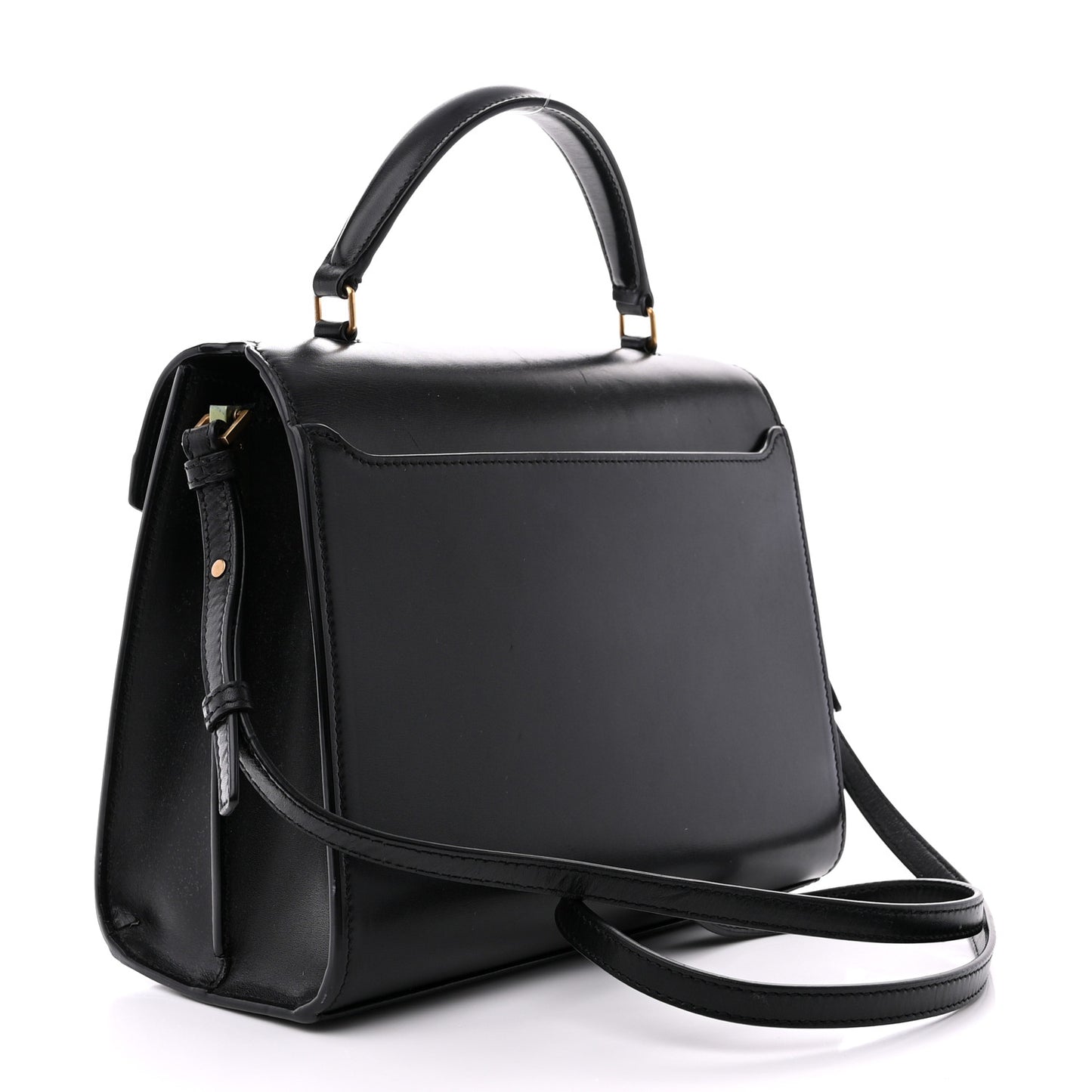 Smooth Calfskin Medium Classic Monogram Cassandra Top Handle Black Rouge Legion