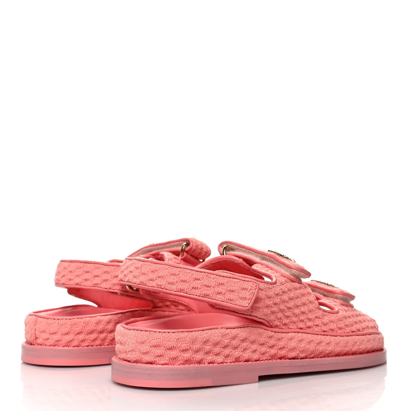 Knit Fabric Velcro Dad Sandals 38 Coral