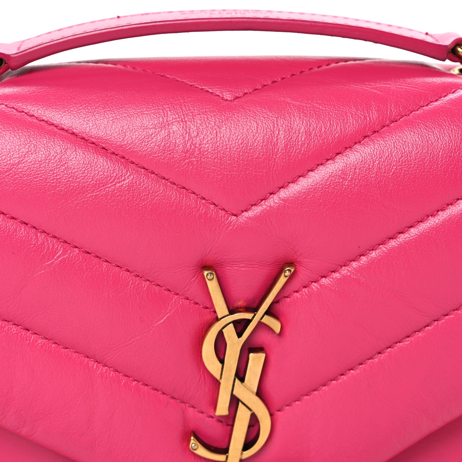 Saint Laurent Calfskin Y Quilted Monogram Small Loulou Chain Satchel Fresh Fuchsia 8 of 11