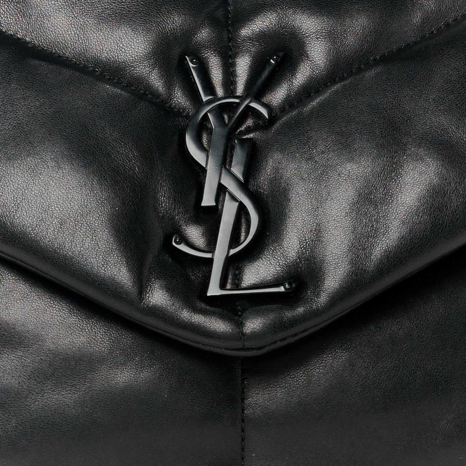 Saint Laurent Lambskin Quilted Monogram Monochrome Medium Loulou Puffer Chain Satchel Black 9 of 11