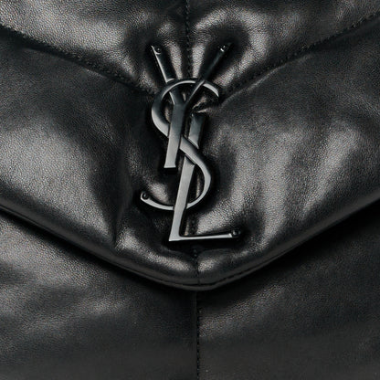 Saint Laurent Lambskin Quilted Monogram Monochrome Medium Loulou Puffer Chain Satchel Black 9 of 11