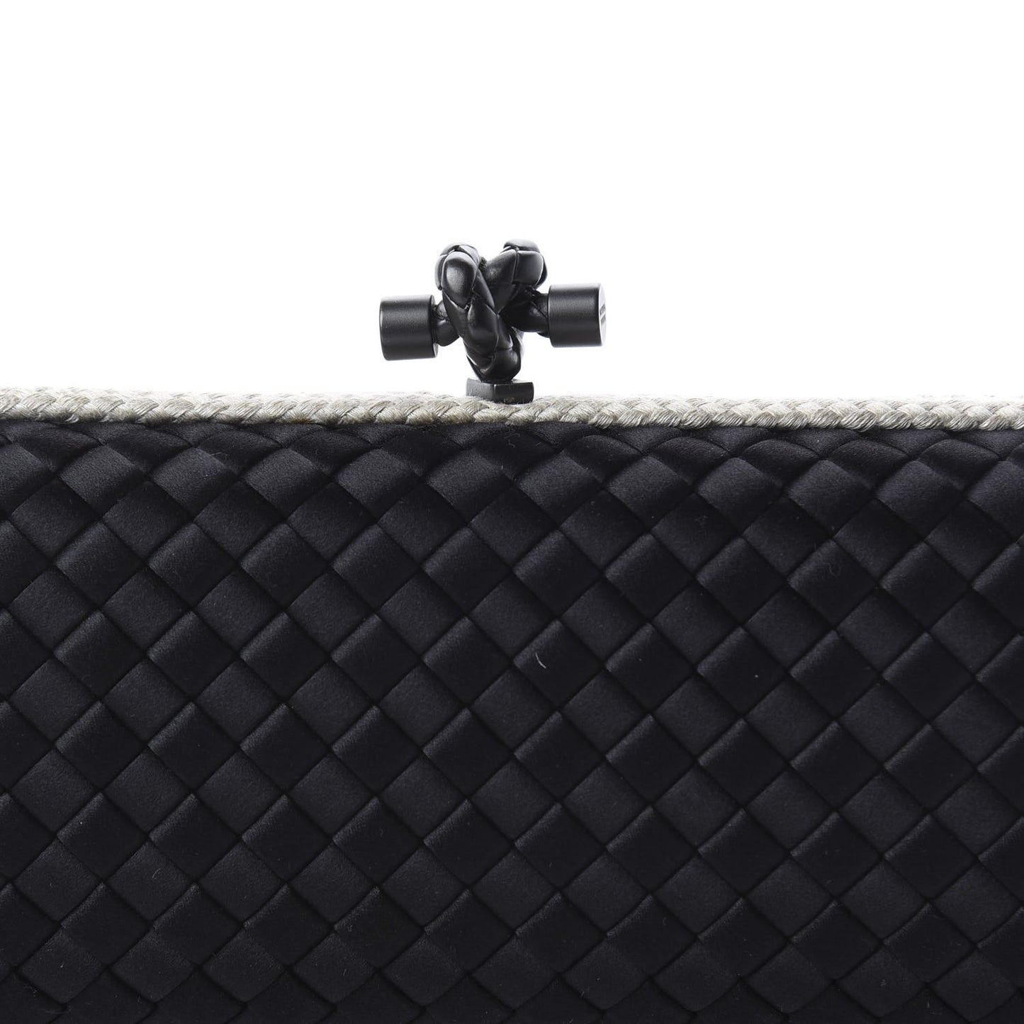 Satin Intreccio Impero Stretch Knot Clutch Black Natural