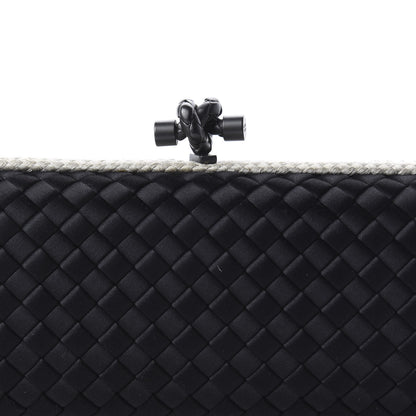 Bottega Veneta Satin Intreccio Impero Stretch Knot Clutch Black Natural 8 of 8