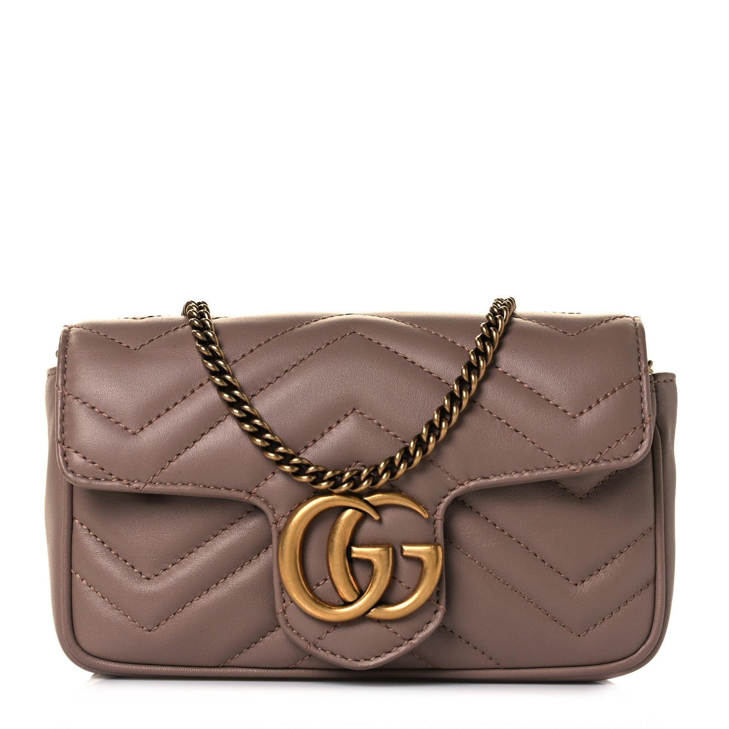 Calfskin Matelasse Super Mini GG Marmont Shoulder Bag Porcelain Rose