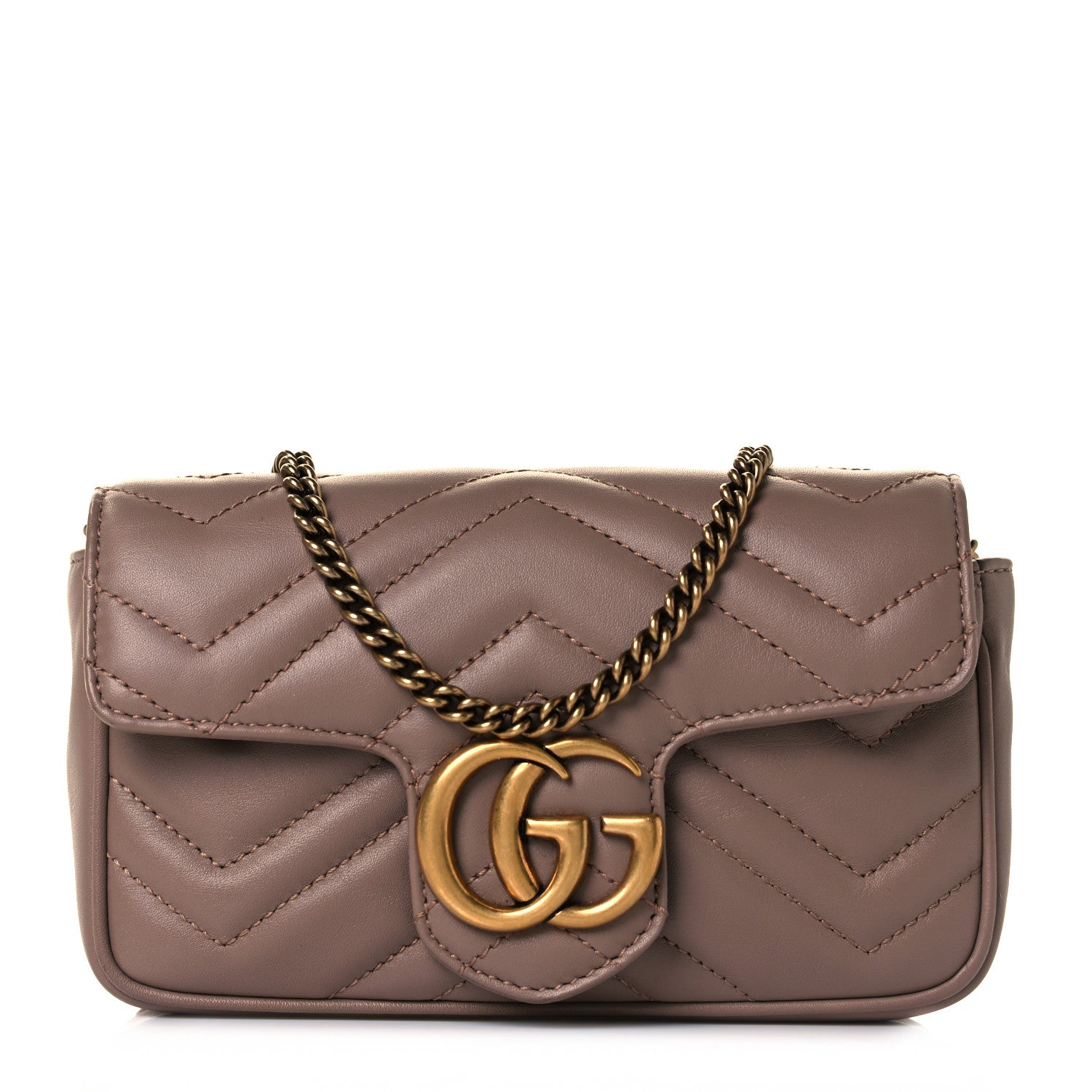 Gucci Calfskin Matelasse Super Mini GG Marmont Shoulder Bag Porcelain Rose 1 of 8