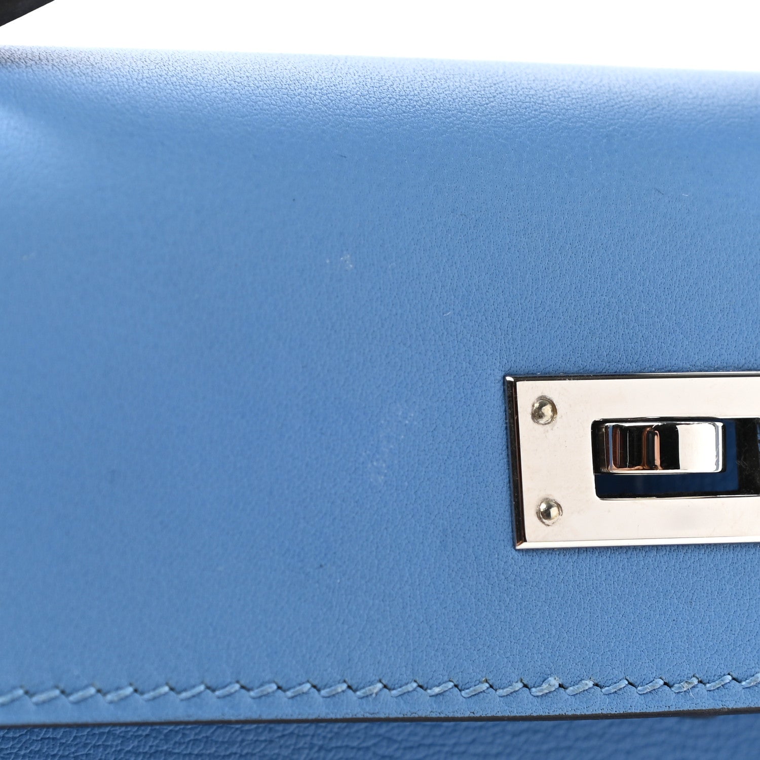 Hermes Swift Kelly Cut Clutch Pochette Bleu Paradis 8 of 9