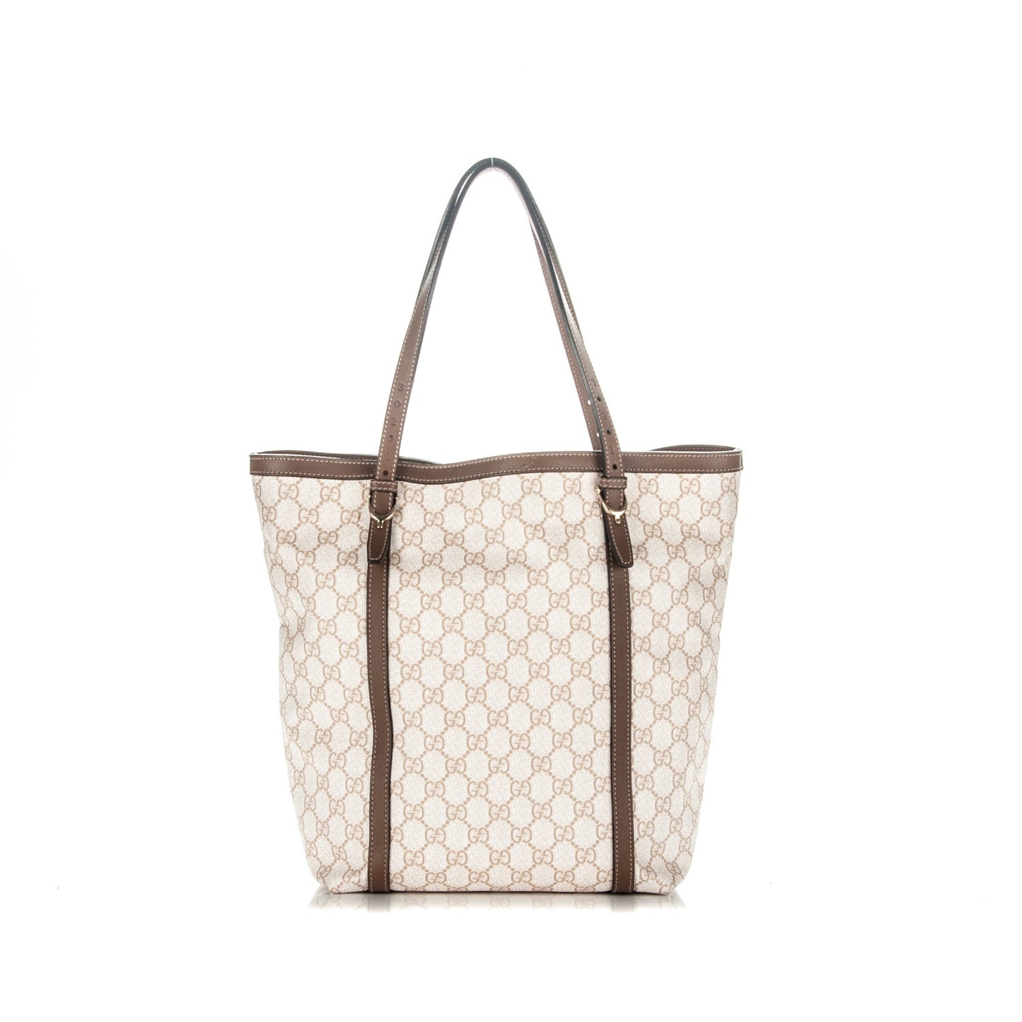 GG Supreme Monogram Calfskin Medium Nice Tote New Mystic White Beige Brown