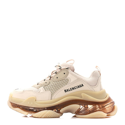 Balenciaga Fabric Mesh Clear Sole Womens Triple S Sneakers 36 Beige 1 of 8