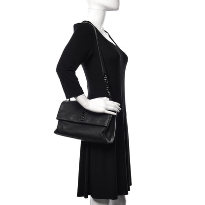 Saint Laurent Grain De Poudre Medium West Hollywood Monogram Fold-Over Black 2 of 10