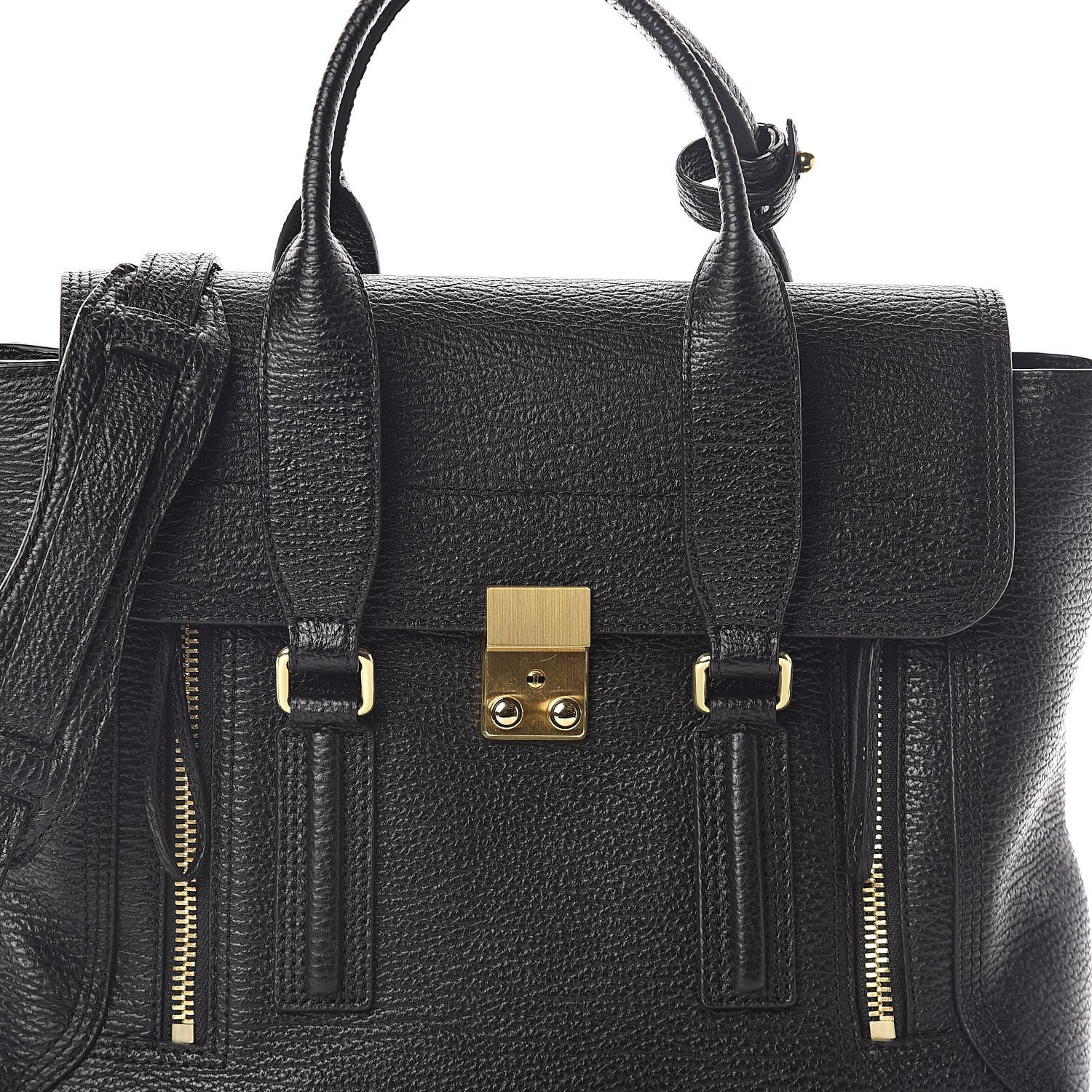 3.1 Phillip Lim 3.1 Textured Calfskin Medium Pashli Satchel Black 7 of 9