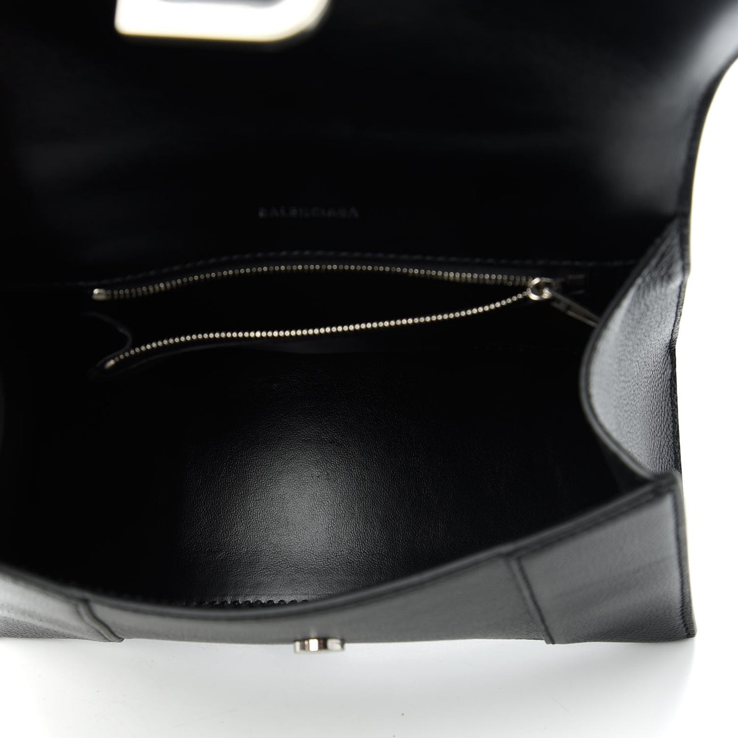 Grained Calfskin Small Hourglass Top Handle Bag Black