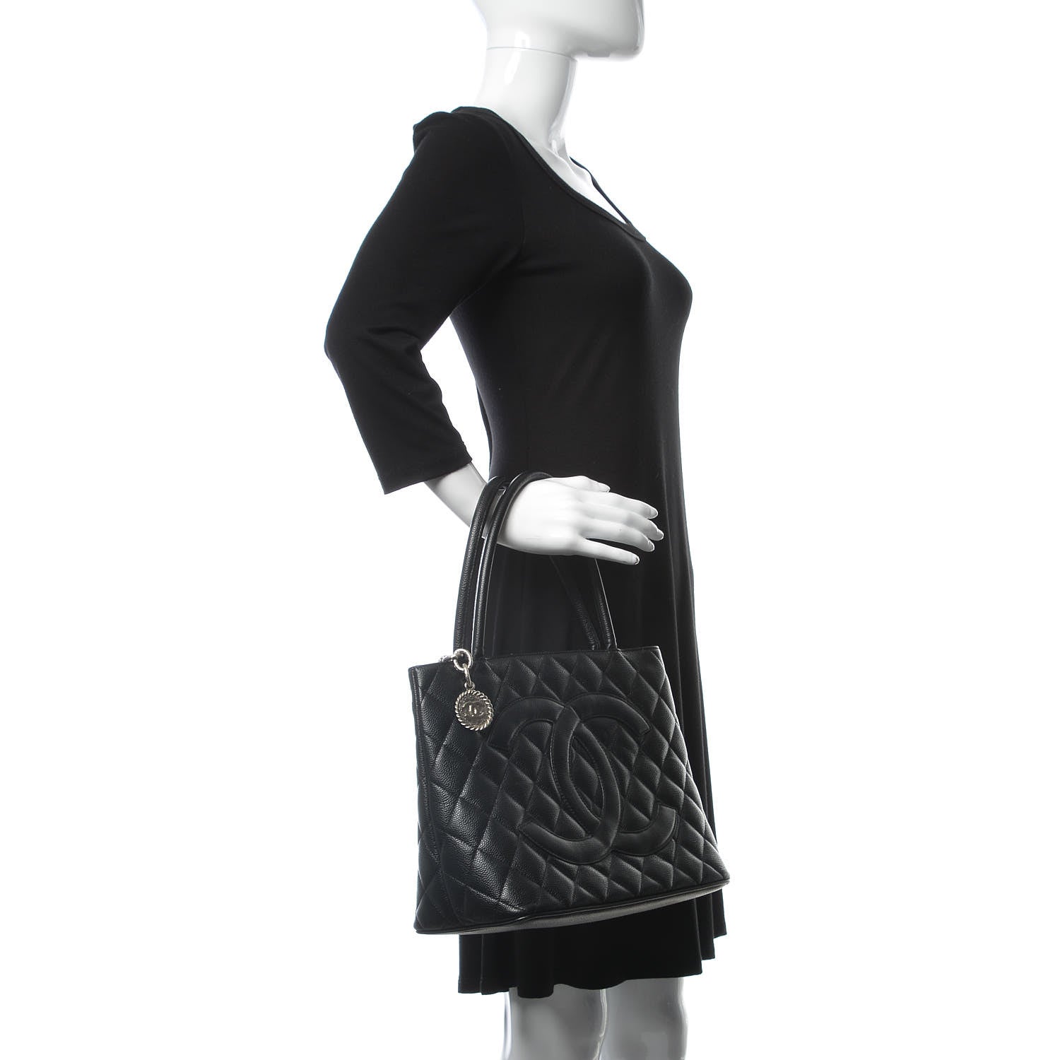 Chanel Caviar Quilted Medallion Tote Black 2 of 9