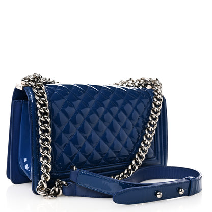 Chanel Patent Calfskin Quilted Medium Plexiglass Boy Flap Blue 3 of 11