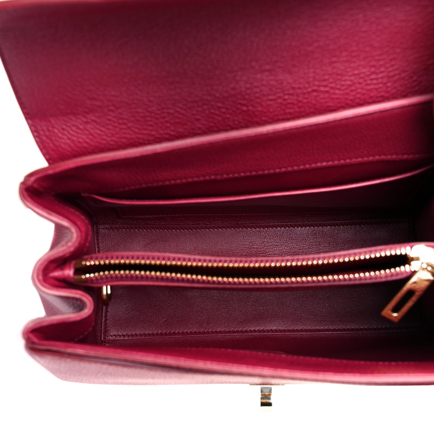Grained Calfskin Small 16 Top Handle Bag Rasberry