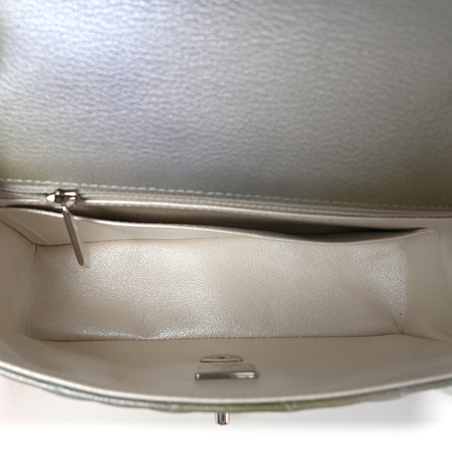 Chanel Metallic Goatskin Quilted Ombre Mini Rectangular Flap Grey Green 5 of 10