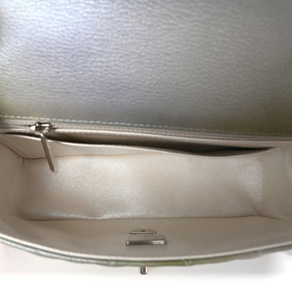 Chanel Metallic Goatskin Quilted Ombre Mini Rectangular Flap Grey Green 5 of 10