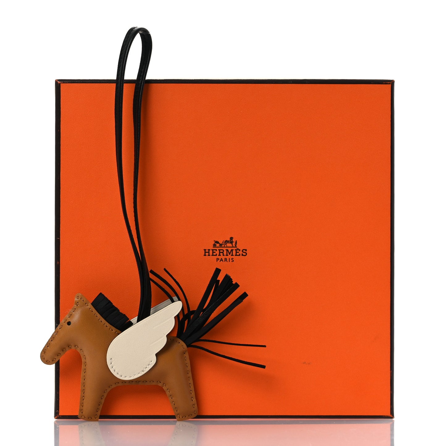 Milo Lambskin Grigri Rodeo Pegase Horse Bag Charm PM Sesame Black Nata