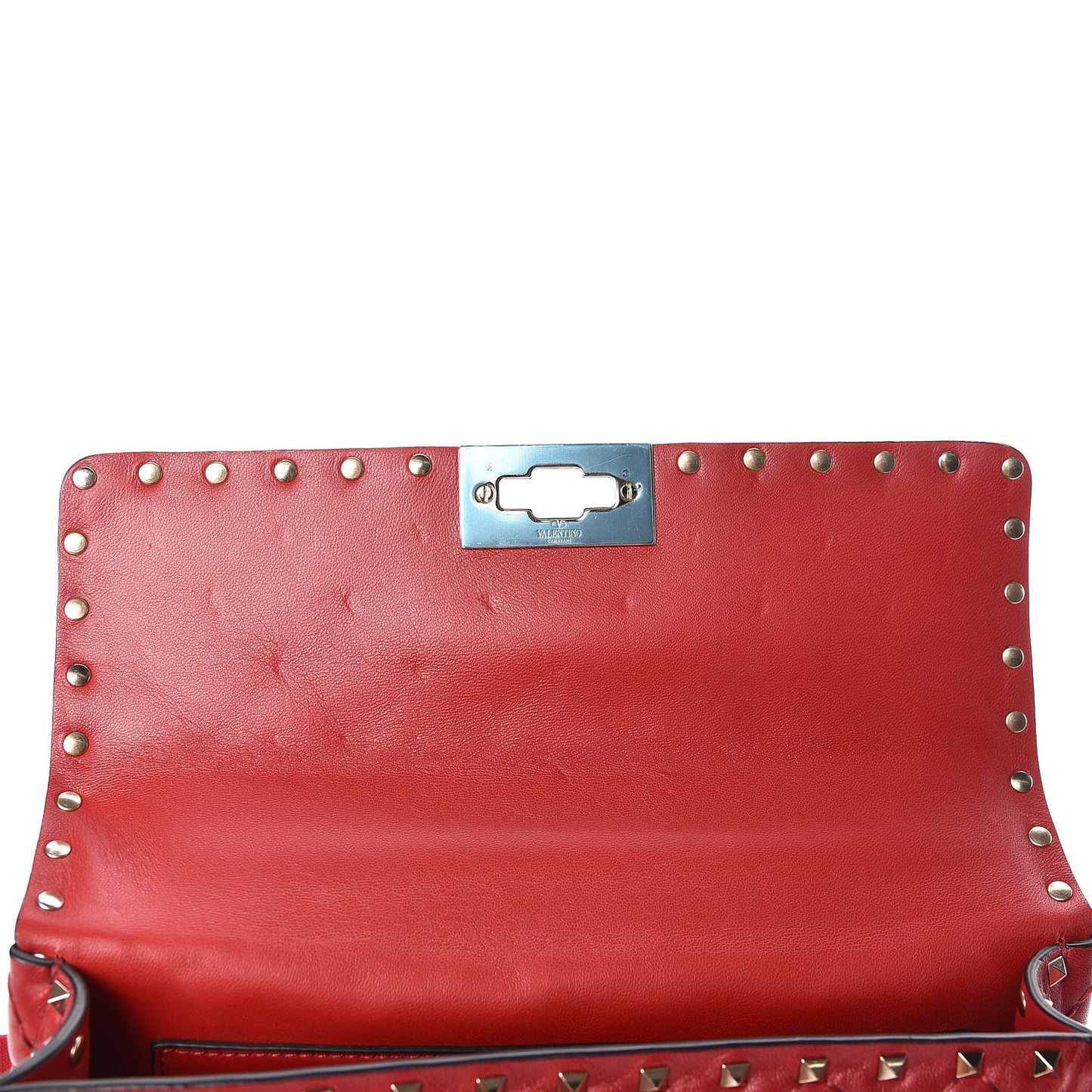 Nappa Medium Rockstud Spike Shoulder Bag Rosso Valentino