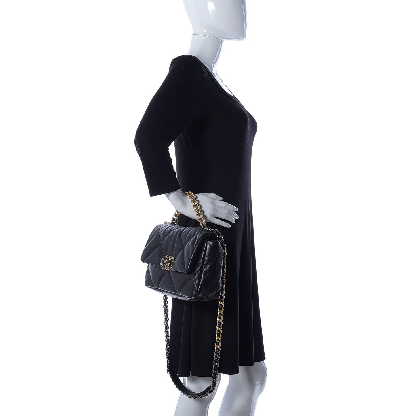Goatskin Quilted Medium Chanel 19 Flap Black