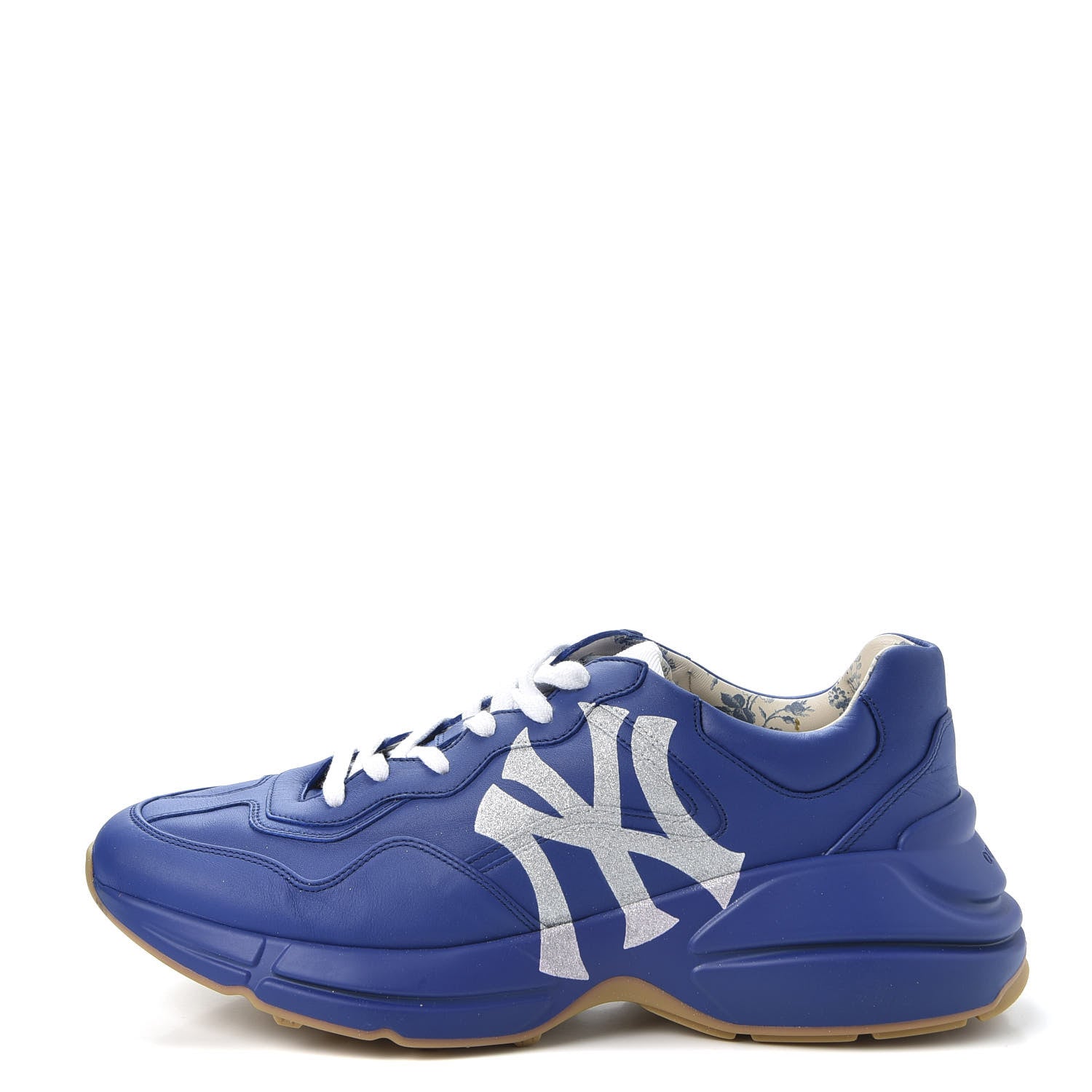 Gucci X MLB Calfskin NY Yankees Mens Rhyton Sneakers 10 Electric Blue 1 of 10