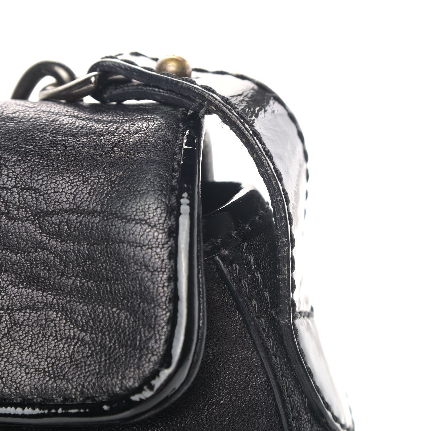 Fendi Nappa Patent B Bis Flap Bag Black 9 of 11