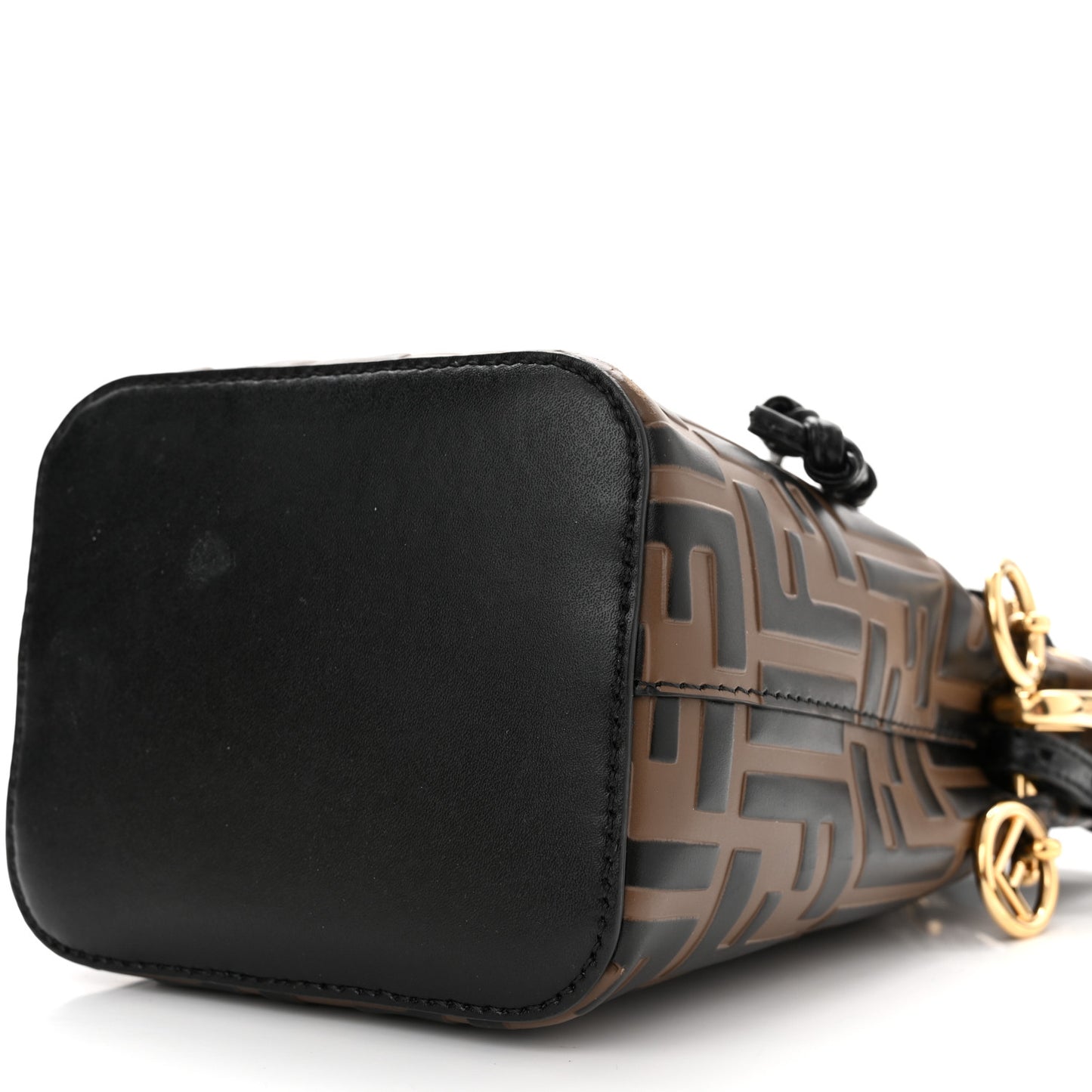 Vitello Liberty F is Fendi Bi-Color FF 1974 Embossed Mini Mon Tresor Bucket Bag Maya Black