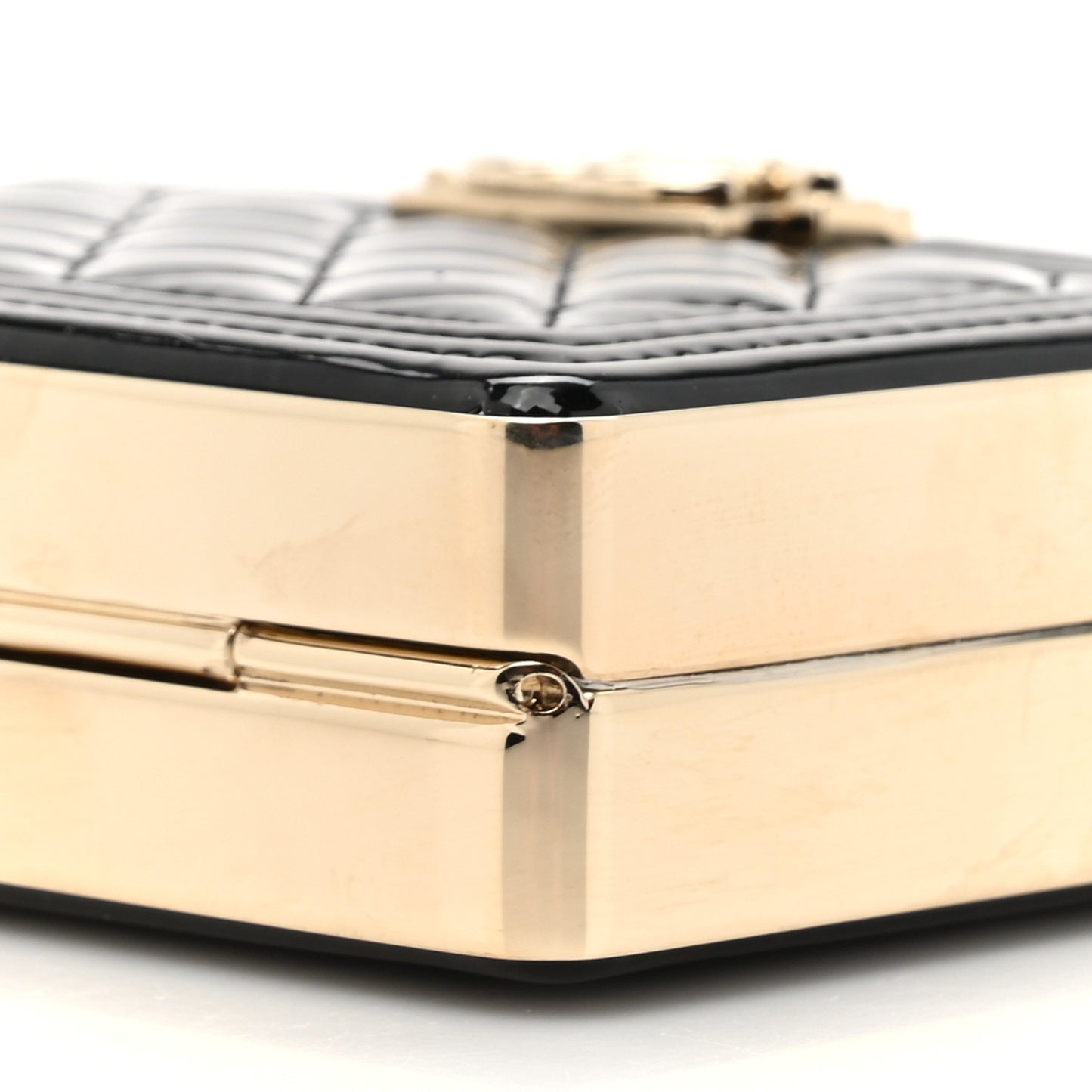 Patent Calfskin Boy Minaudiere Black