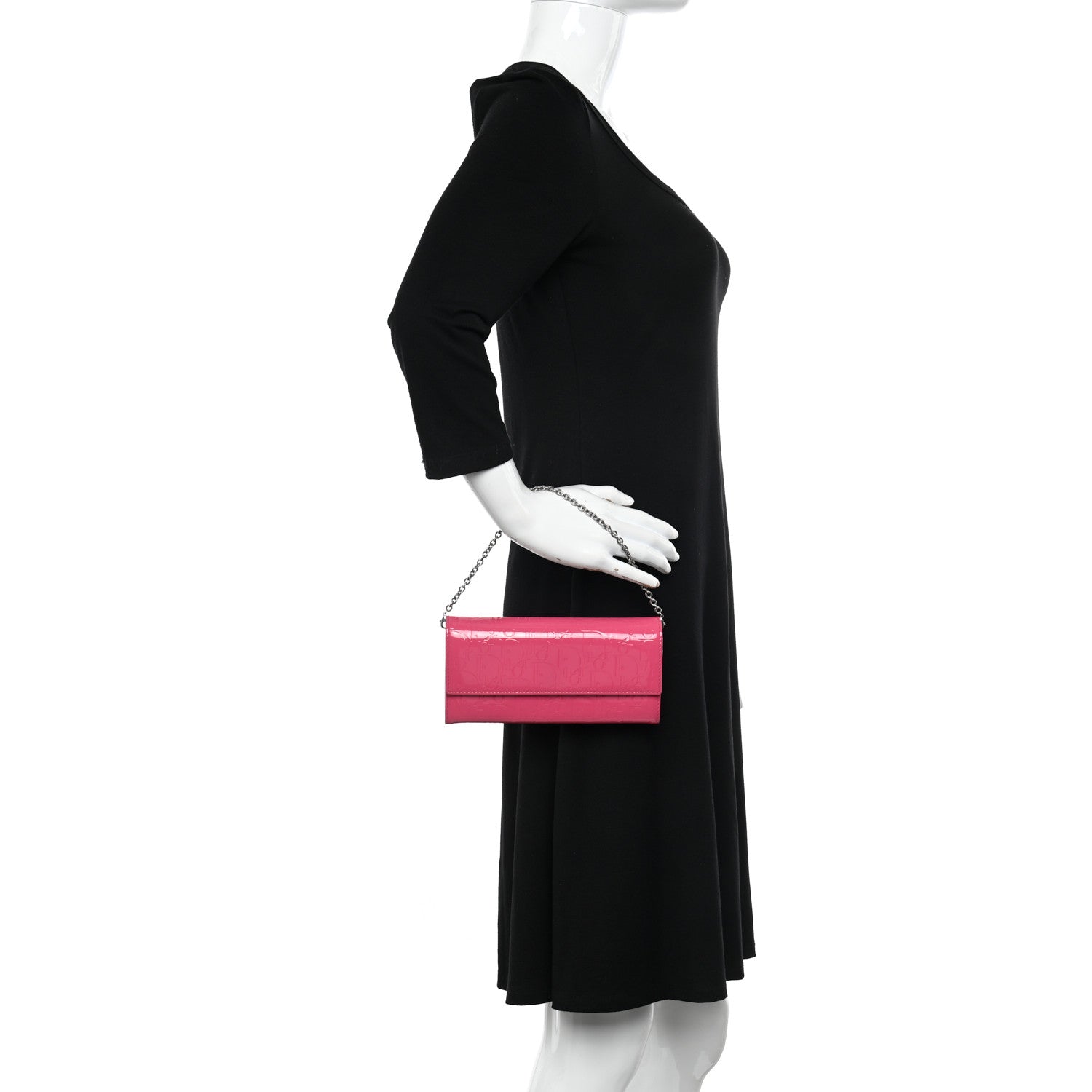 Christian Dior Patent Ultimate Rendez-vous Chain Wallet Fuchsia 2 of 14