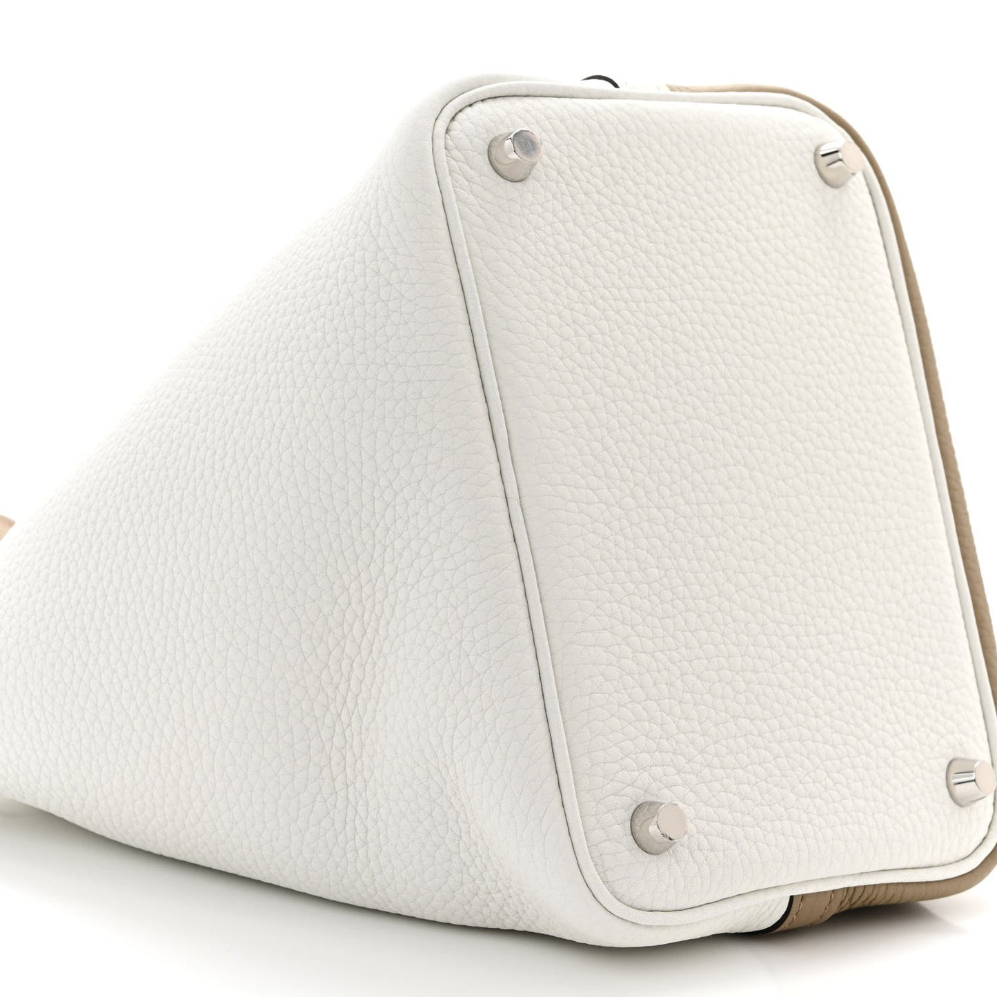 Taurillon Clemence Casaque Picotin Lock 18 PM Beige Marfa New White Macassar