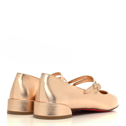 Christian Louboutin Nappa Metallic Sweet Jane Flats 40.5 Beige 4 of 9