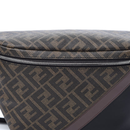 Fendi Glazed Fabric Vitello Liberty FF 1974 Diagonal Belt Bag Tobacco Moresco Black 10 of 10