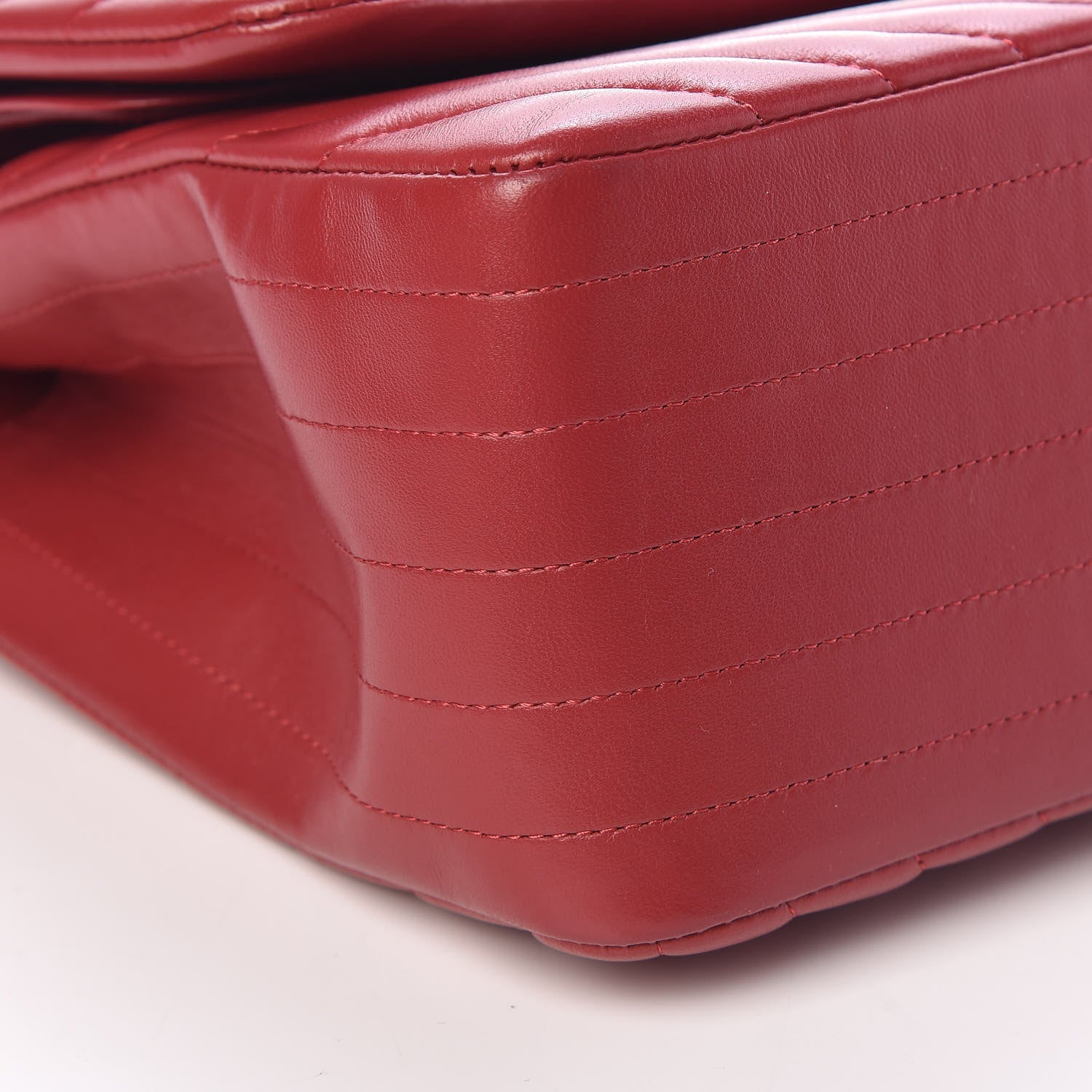 Chanel Lambskin Chevron Quilted Jumbo Double Flap Dark Red 8 of 16