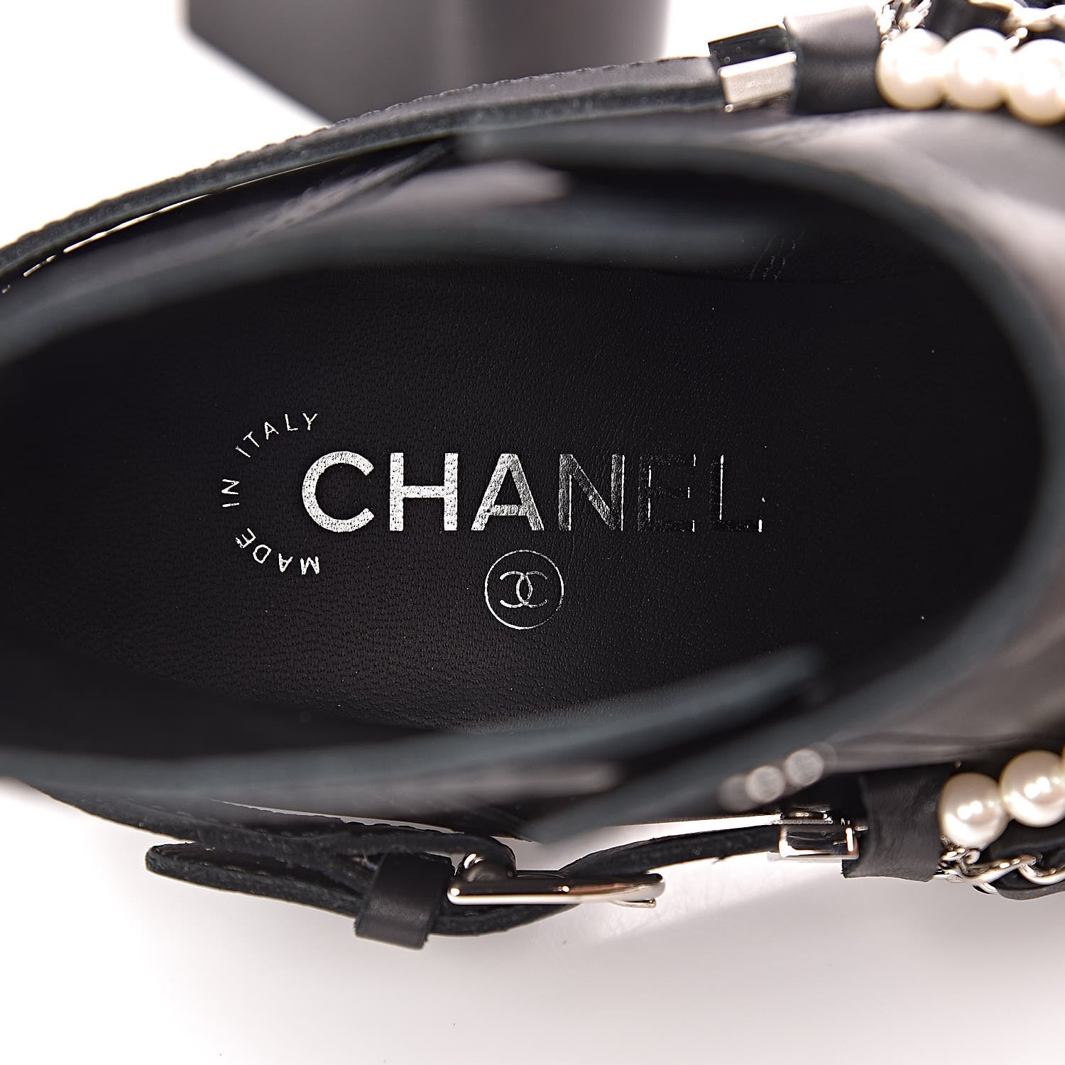 Chanel Calfskin Pearl Cap Toe Short Boots 41 Black 6 of 9