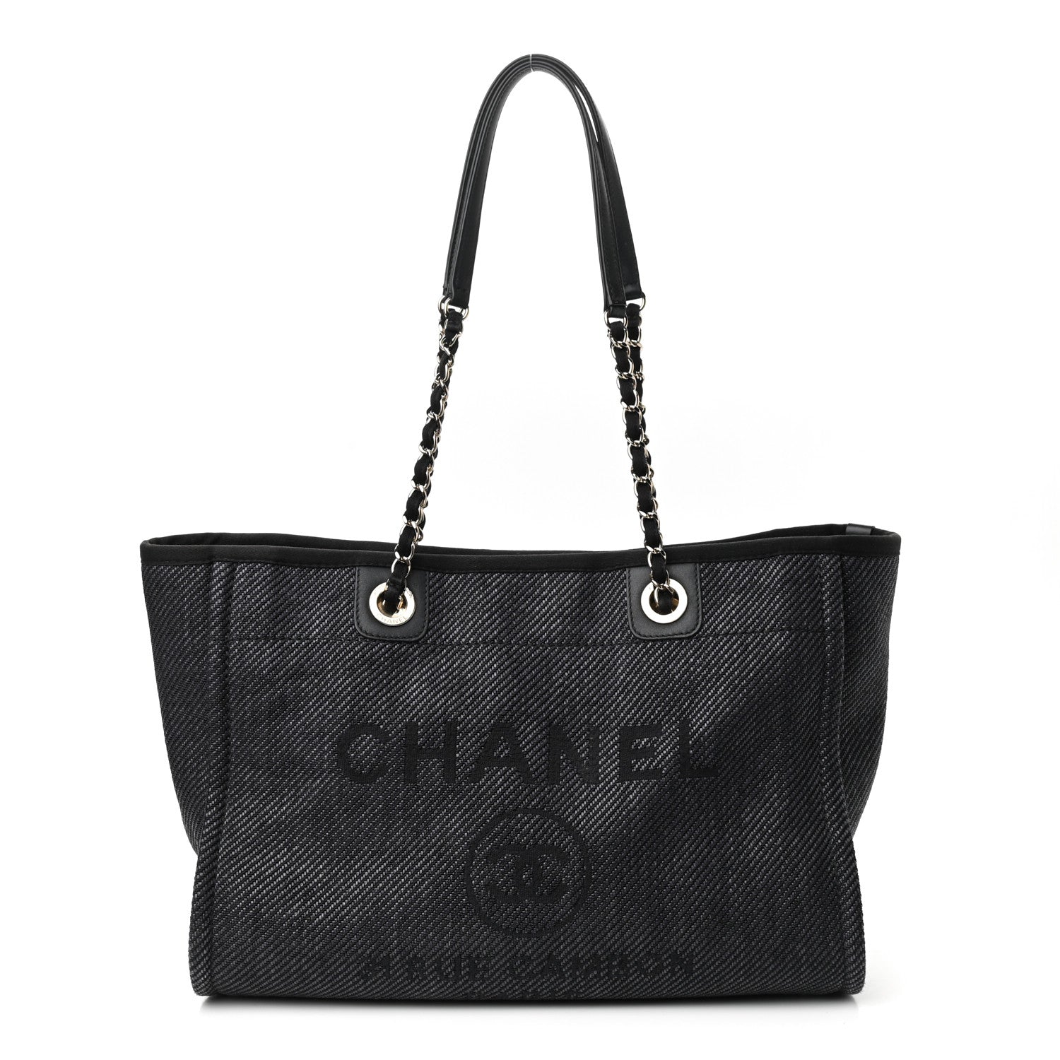 Chanel Mixed Fibers Calfskin Small Deauville Tote Black 1 of 9